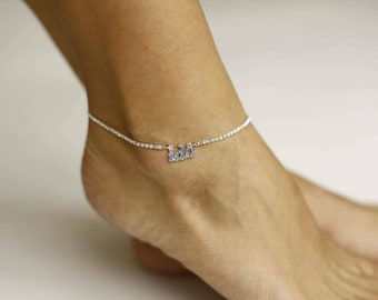 Same day shipping Rhinestone Anklet Bracelet with I do something blue accent