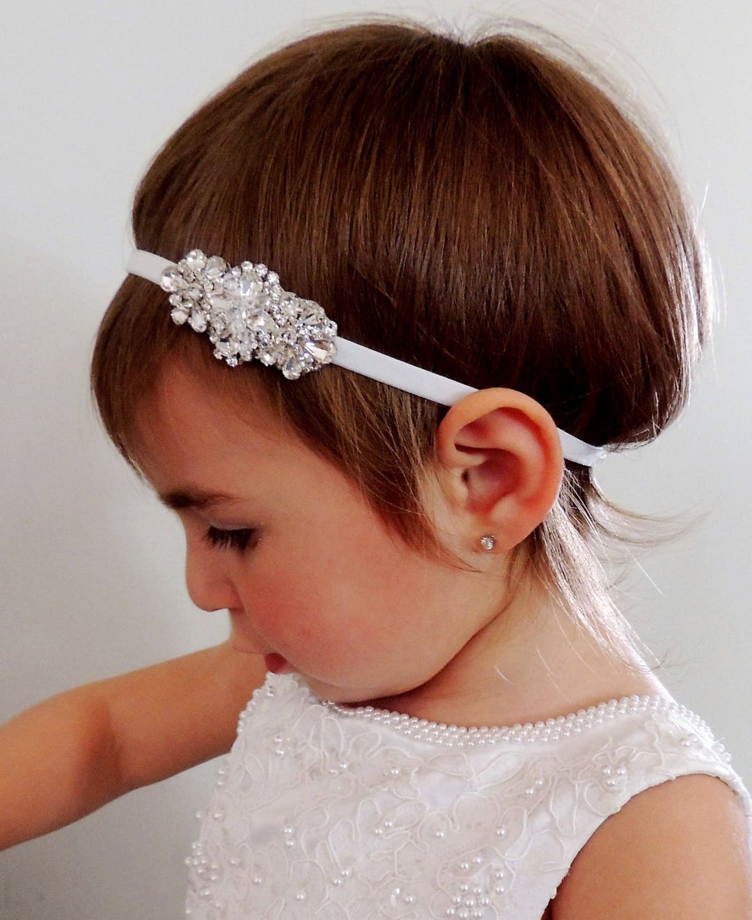 Baby Girl Christening Headpiece Flower Girl Headband Baby Etsy