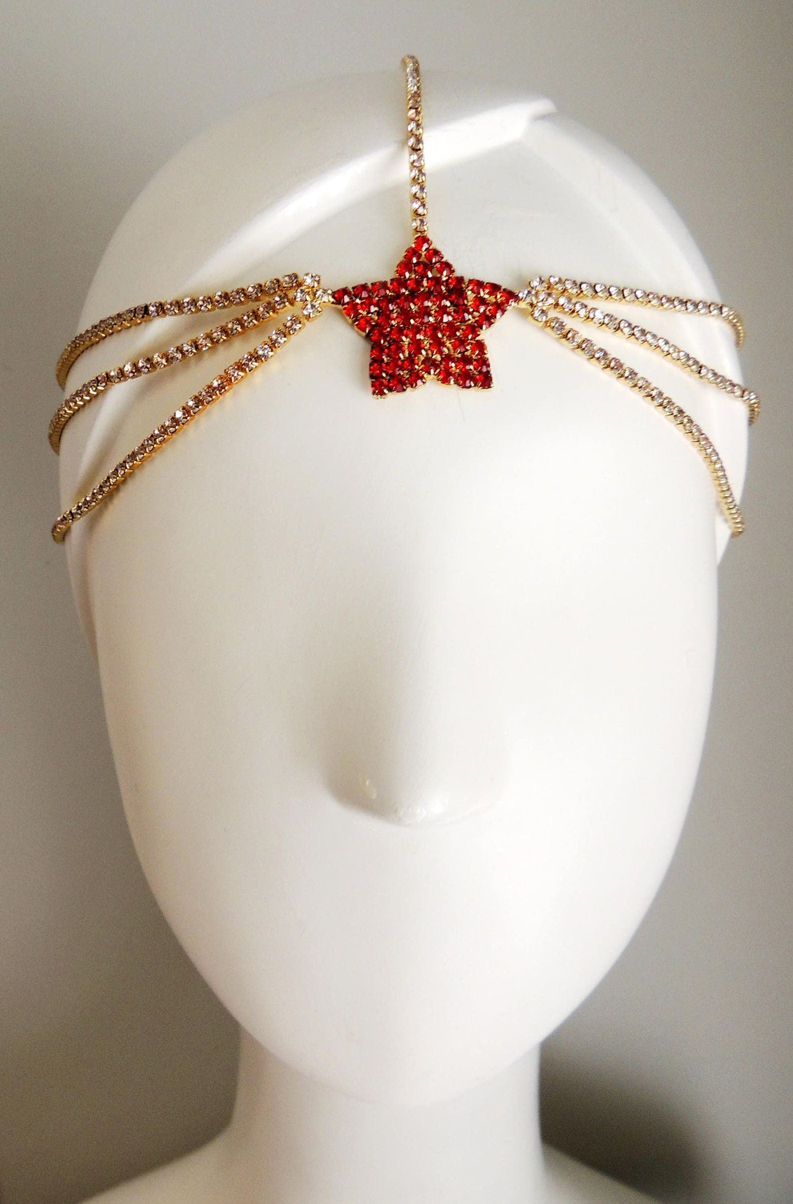 Gold Wonder Woman Headpiece Head Chain Head Band Headband Red Etsy France