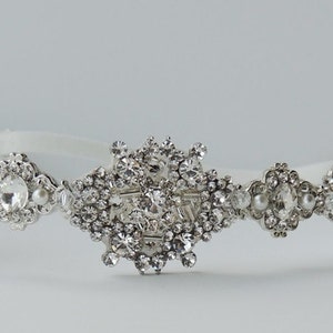 Helen Wedding bridal crystal headpiece headband rhodium plated vintage inspired image 1