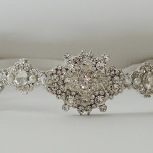 Helen Wedding bridal crystal headpiece headband rhodium plated vintage inspired image 3