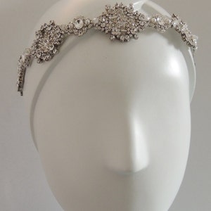 Helen Wedding bridal crystal headpiece headband rhodium plated vintage inspired image 5
