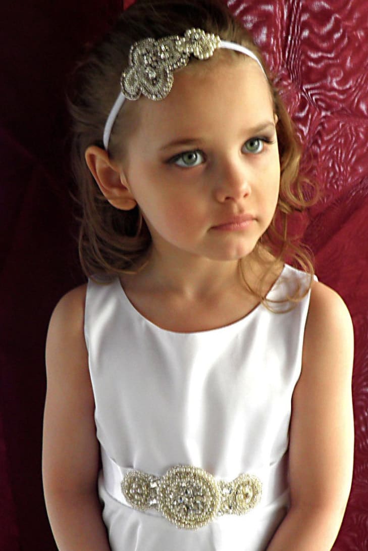 Flower Girl Sash Rhinestone Beaded Sash Crystal Belt Etsy Canada