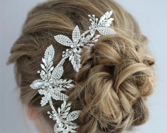 Side bun hair leaf wedding bridal hair accessories