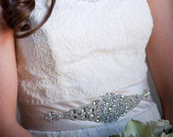 Bridal Dress Gown Beaded Jeweled Crystal Belt Sash