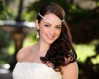 Nina Rhinestone Headband, Grecian Headpiece, Wedding Hair Accessory, Crystal Headband