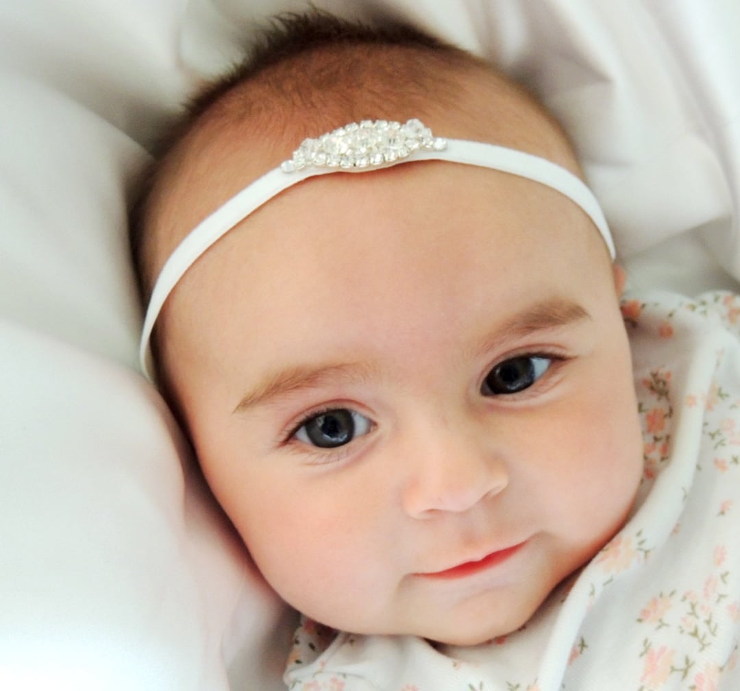 Baby Girl Christening Headpiece Flower Girl Headband Baby Etsy