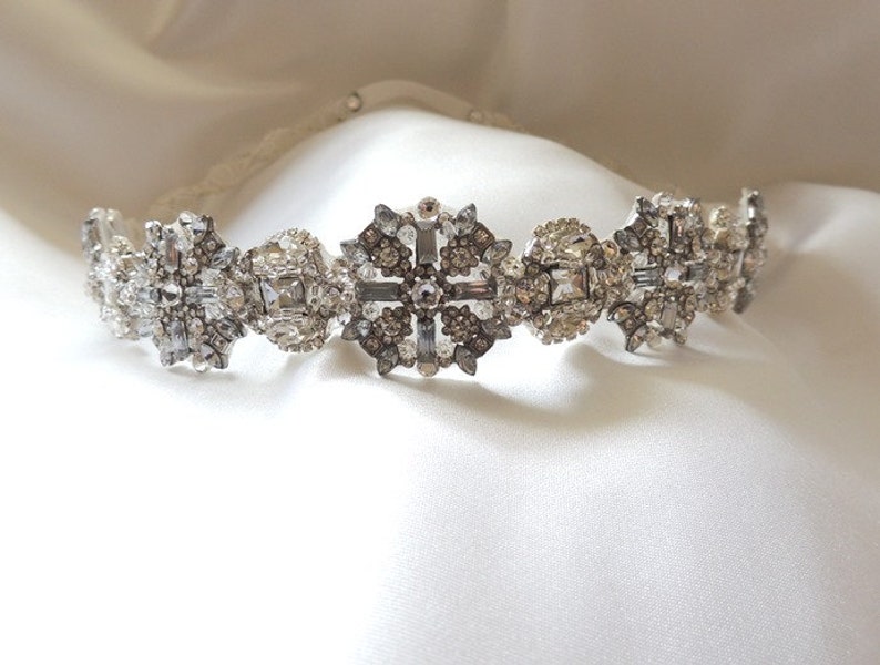 Wedding bridal headpiece vintage inspired art deco style crystal headband image 5