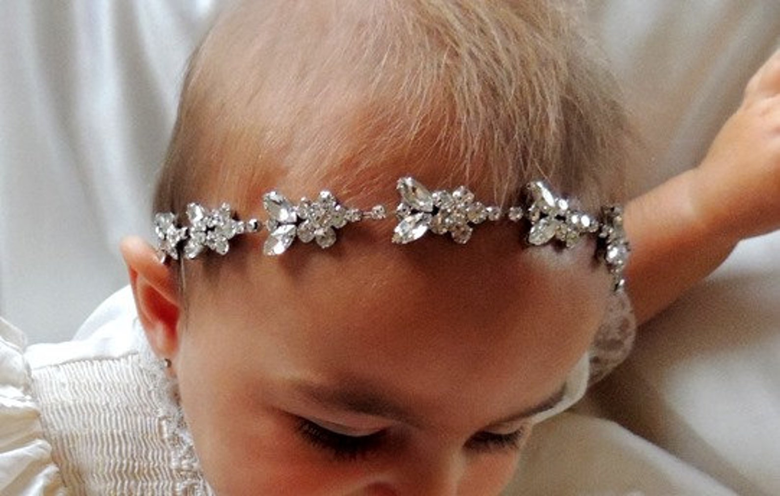 Baby Girl Christening Headpiece Flower Girl Headband Baby Etsy