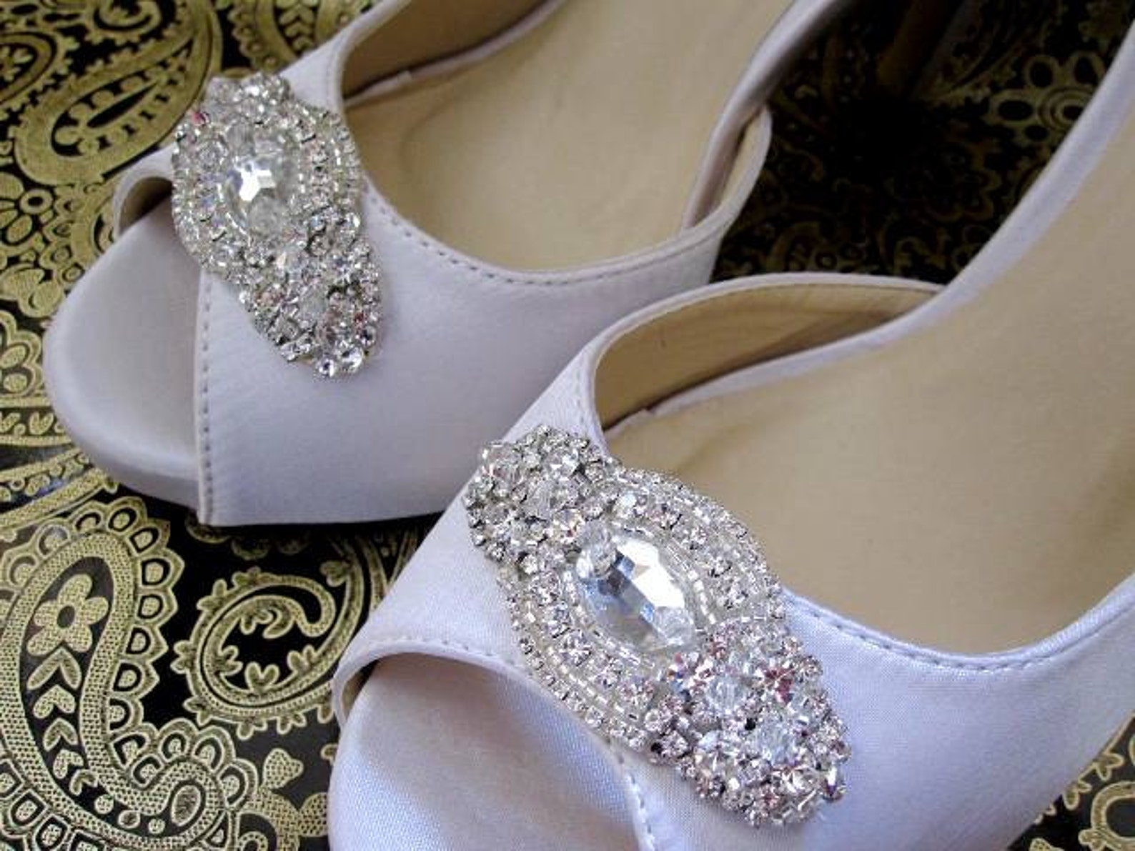 Wedding Bridal Swarovski Crystal Beaded Shoes Clips Bridal Etsy