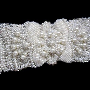 Wedding bridal dress gown pearls beaded jeweled crystal belt embellishment pearls image 4