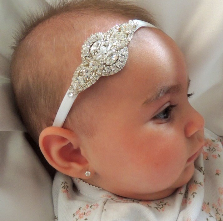 Baby Girl Christening Headpiece Flower Girl Headband Baby Etsy