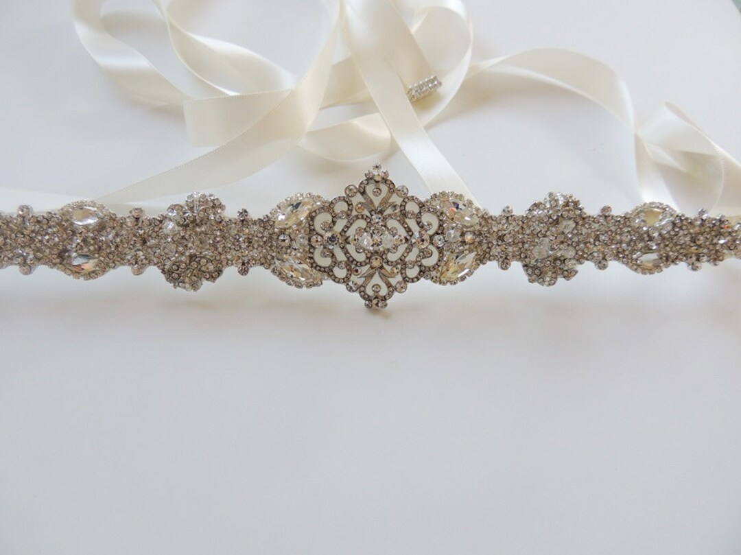 Julia Bridal Wedding Dress Rhinestone Crystal Embellished Belt Sash ...