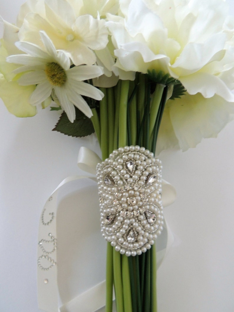 Bridal Bouquet Jewelry Crystal Beaded Embellishment Wrap Etsy