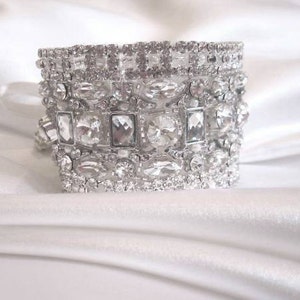 Wedding Bridal Crystal Bracelet Cuff Bangle image 5