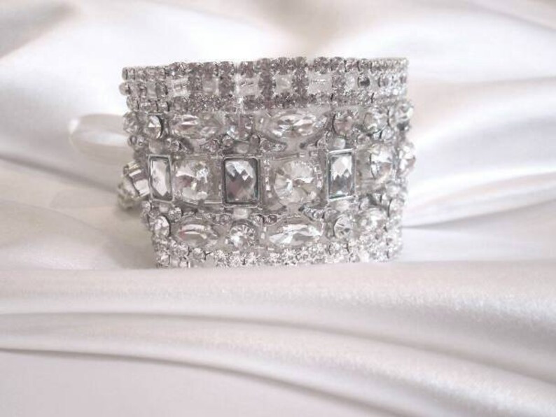 Wedding Bridal Crystal Bracelet Cuff Bangle image 5