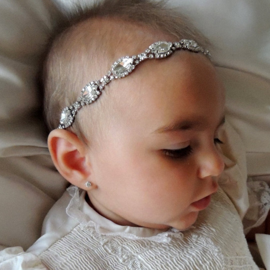 Baby Girl Christening Headpiece Flower Girl Headband Baby Etsy