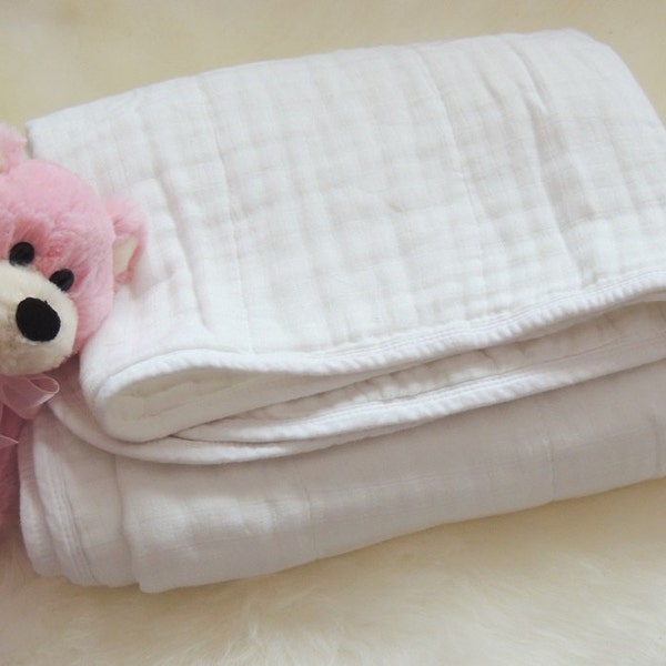 Quilt Throw Cotton Muslin Organic Cotton Bamboo pre-washed Dream Blanket 4 layers 2 ply Swaddle Toddler Large Size Kids