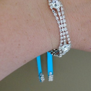 Wedding Bridal Party Rhinestone Crystal Bracelet Cuff with ribbon closure image 2