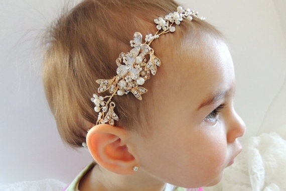 dosis acantilado Sentimental Tocado de bautizo de niña diadema de niña de flores diadema - Etsy España