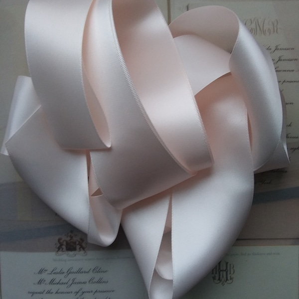 Barely blush light pink 2" 50mm Wide Silky Satin Ribbon Wedding Gown Sash