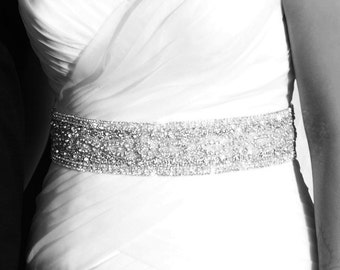 Evelyn Wedding Jeweled Crystal Beaded Embellished Belt Sash