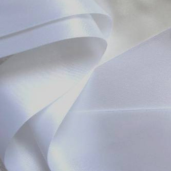 White 2" 50mm Wide Satin Ribbon Wedding Gown Sash