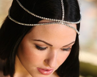 Gold or silver headchain, head chain, wedding boho headpiece, bridal BOHO Bohemian Gatsby Headband, Roaring 20s, Art Deco
