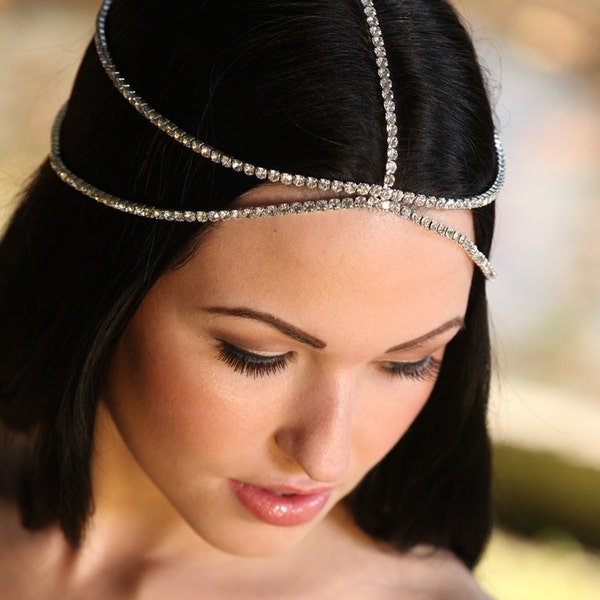 Gold or silver headchain, head chain, wedding boho headpiece, bridal BOHO Bohemian Gatsby Headband, Roaring 20s, Art Deco