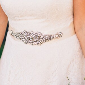 Tatiana Bridal Sash, Beaded Sash, Wedding Dress Sash, Crystal Belt, Embellishment, Applique image 2