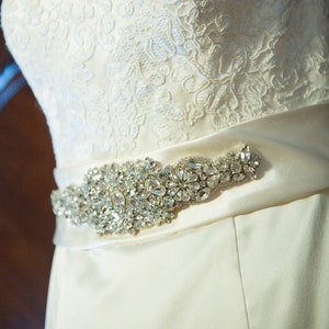 Tatiana Bridal Sash, Beaded Sash, Wedding Dress Sash, Crystal Belt, Embellishment, Applique image 1