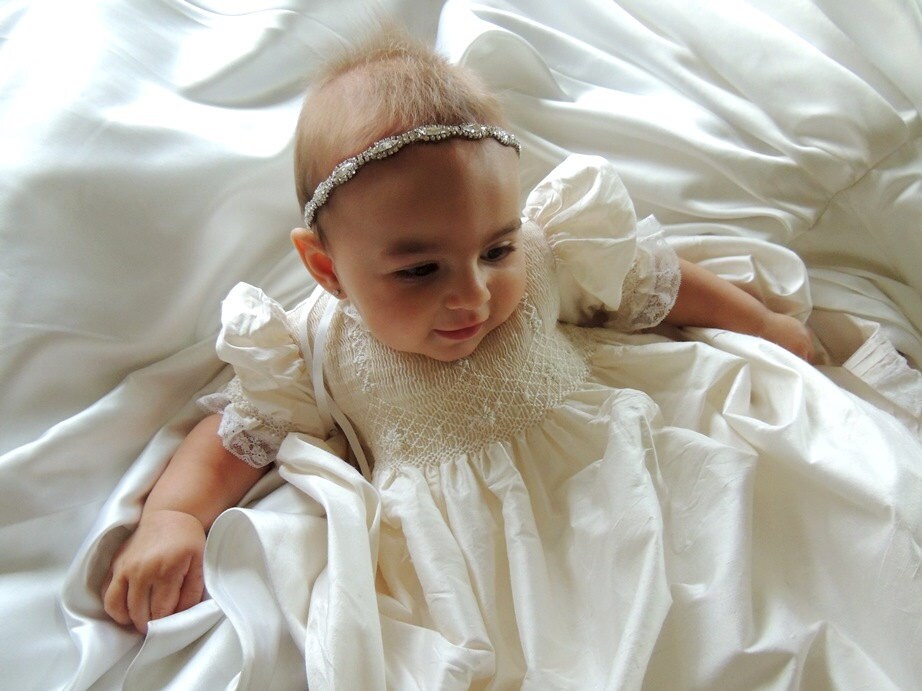 Baby Girl Christening Headpiece Baptism Newborn Photography Etsy