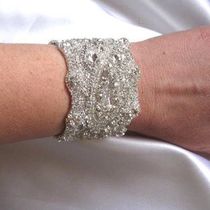 Wedding Bridal Beaded Bracelet Cuff image 2