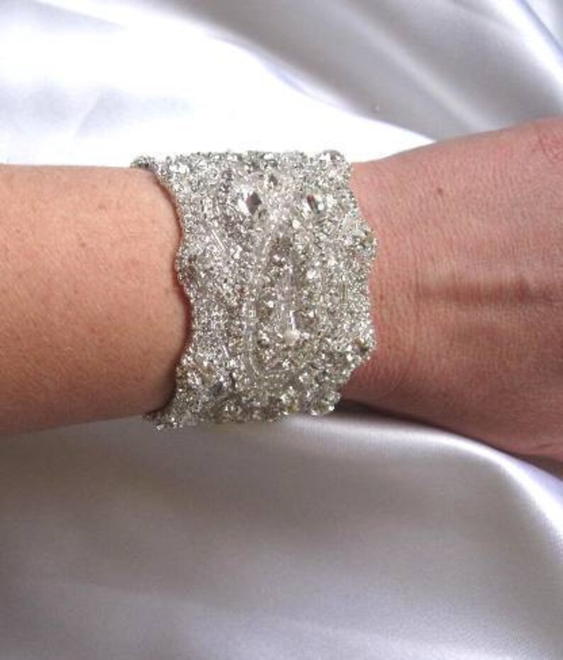 Wedding Bridal Beaded Bracelet Cuff image 2