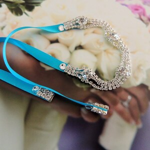 Wedding Bridal Party Rhinestone Crystal Bracelet Cuff with ribbon closure image 1