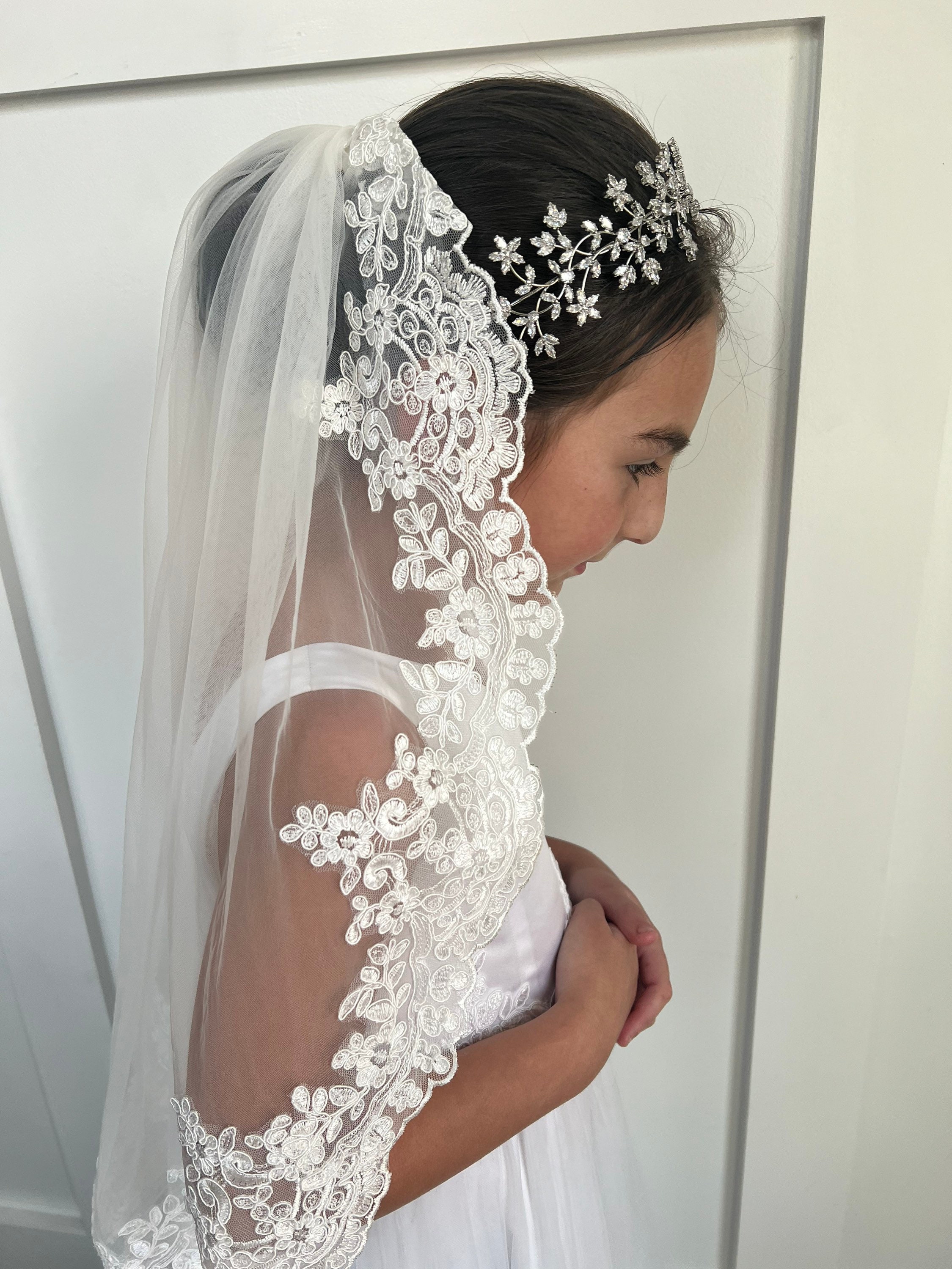 Amaxiu Short Bridal Wedding Veils, Comb Bridal Cathedral Veil 1 Tier Tulle  Wedding Headpiece First Communion Veils Headband