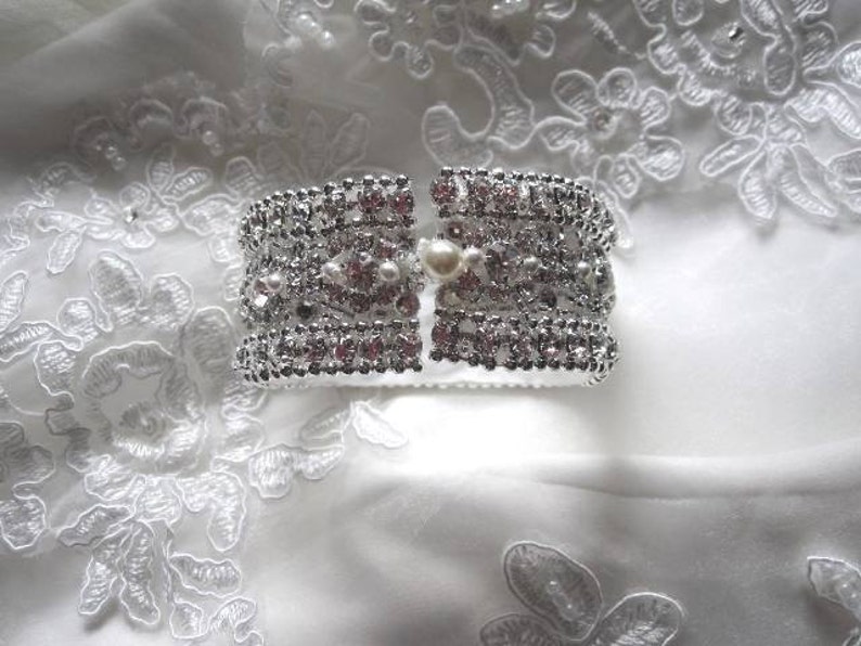 Wedding Bridal Crystal Bracelet Cuff Bangle image 2