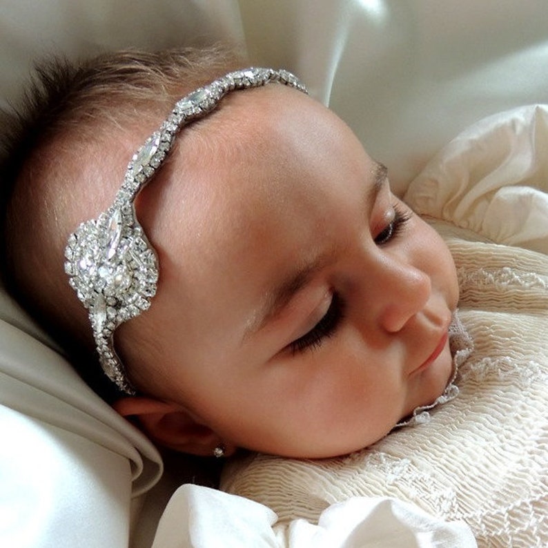 Baby Girl Christening Headpiece Flower Girl Headband Baby Etsy