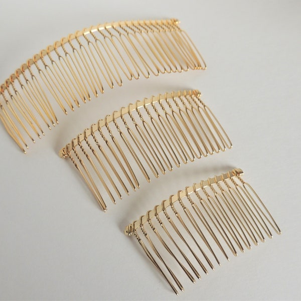 Wedding veil comb DIY twisted wire metal comb gold tone 4 sizes