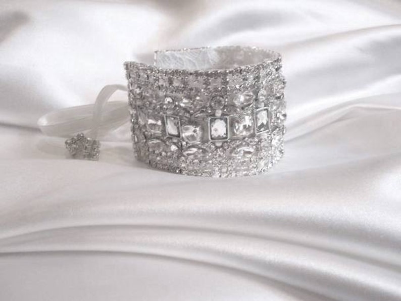 Wedding Bridal Crystal Bracelet Cuff Bangle image 4