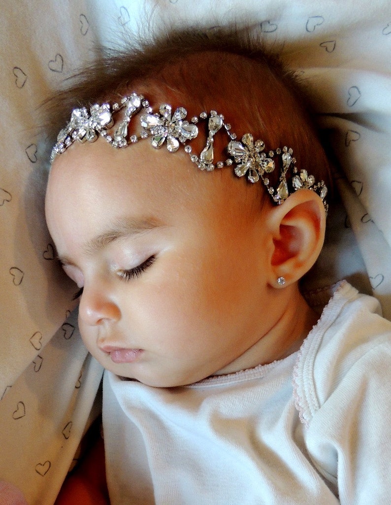 Baby Girl Christening Headpiece Flower Girl Headband Baby Etsy