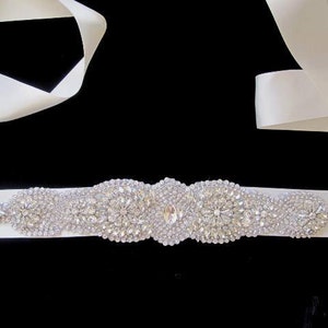 Wedding bridal dress gown beaded jeweled crystal belt embellishment image 3