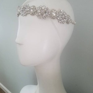 Ada Wedding bridal headpiece crystal headband headpiece satin ribbon vintage inspired art deco style image 10