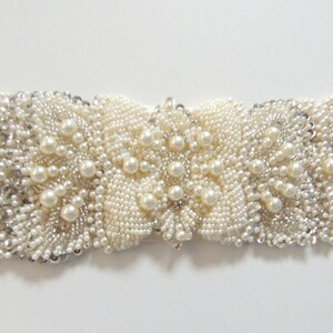 Wedding bridal dress gown pearls beaded jeweled crystal belt embellishment pearls image 7