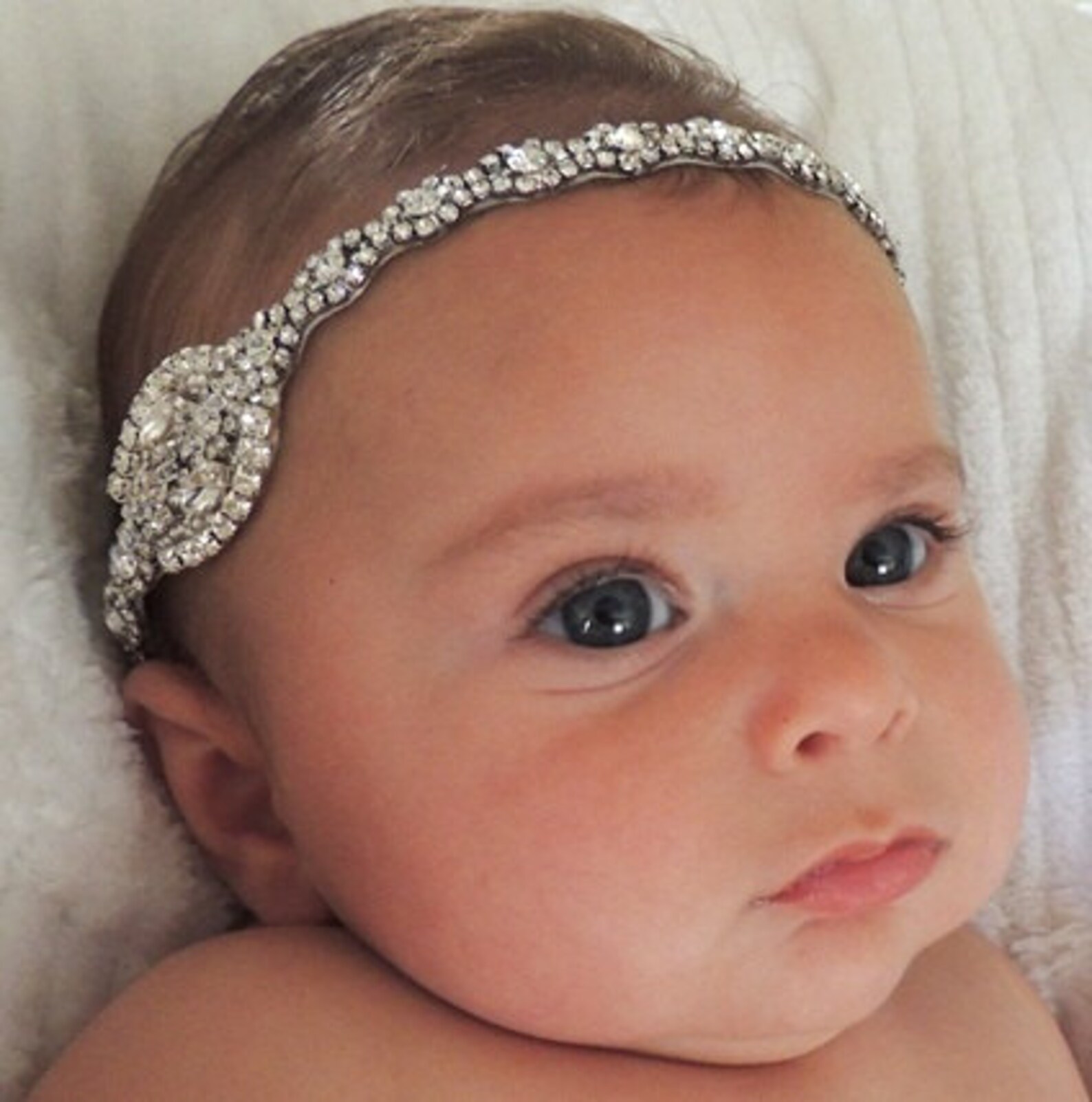 Baby Girl Christening Headpiece Flower Girl Headband Baby Etsy