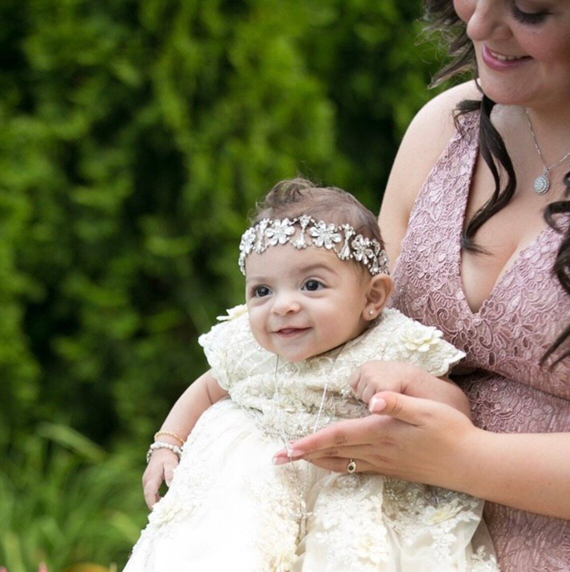 Baby Girl Christening Headpiece Flower Girl Headband Baby Etsy