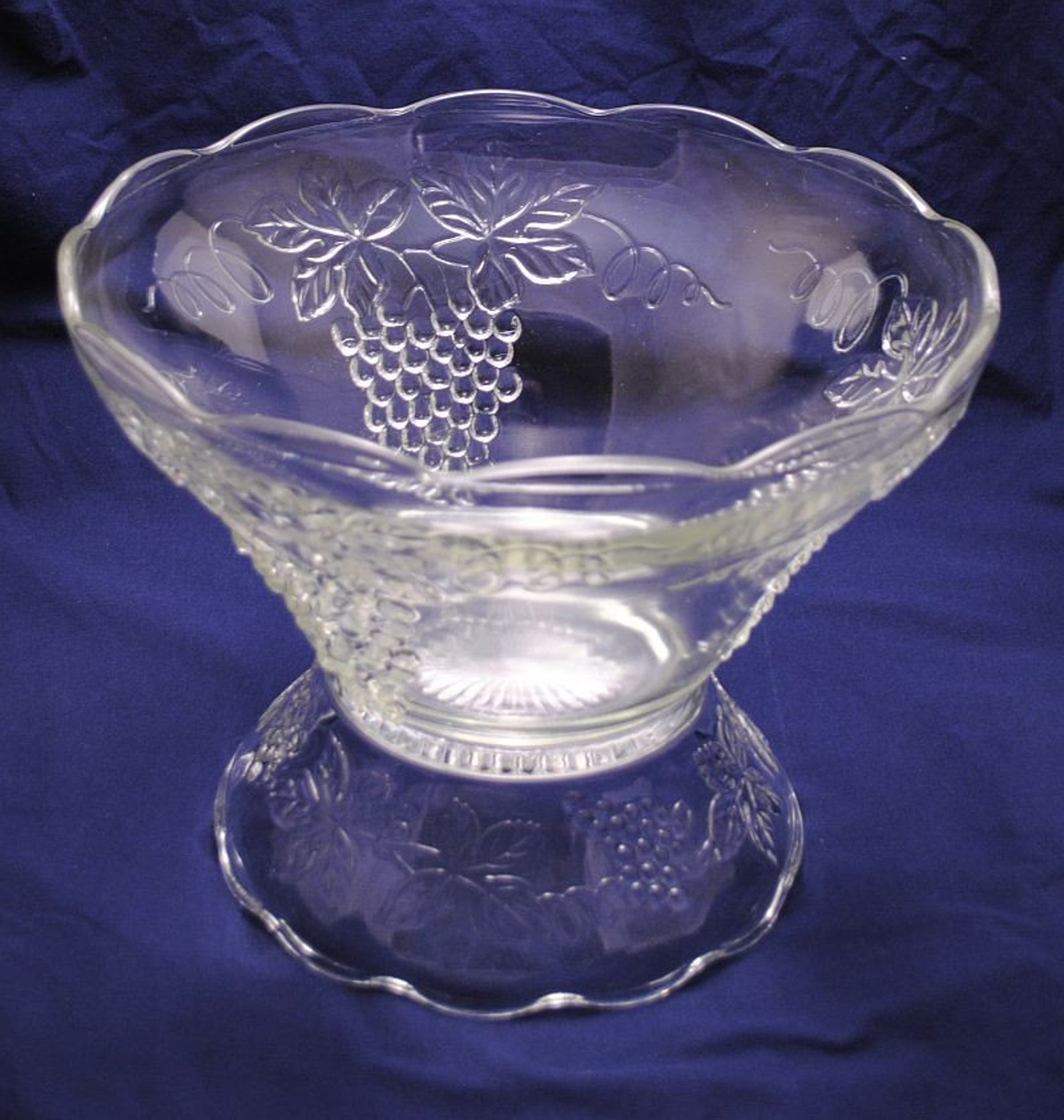 Vintage Punch Bowl Set Anchor Hocking Glass Grapes and leaves Etsy