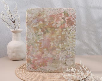 Lace Rose Garden Oil Painting Personalized iPad Case,customized Gift,For iPad 10.9 10.5 10.2 Air 4 5 6 Pro 2018 2021 2022 2024 Mini 4/5/6/7