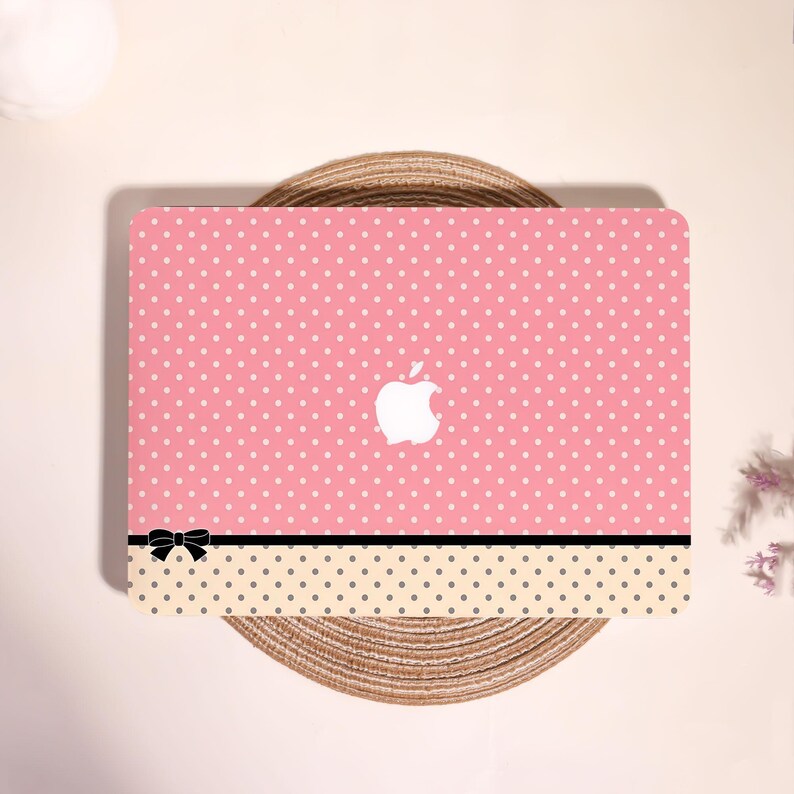 Custom Pink Polka Dot Bow Aesthetic MacBook Case Girly Sweet Shell ...