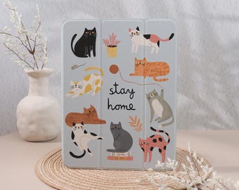 Fun Cats-themed Personalized iPad Case,Enjoy Fun at Home,For iPad 10.9 10.5 10.2 Air 1 2 3 4 5 6 Pro 2018 2021 2022 2024 Mini 1/2/3/4/5/6/7